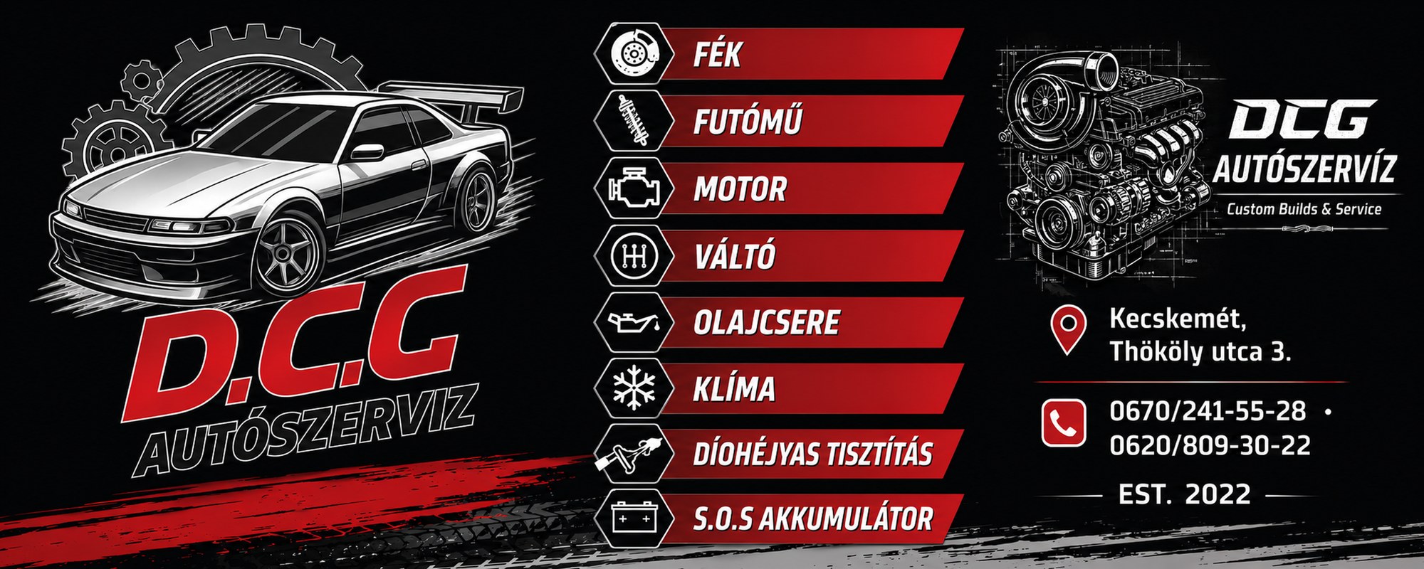 D.C.G Autószervíz szolgáltatás grafika
